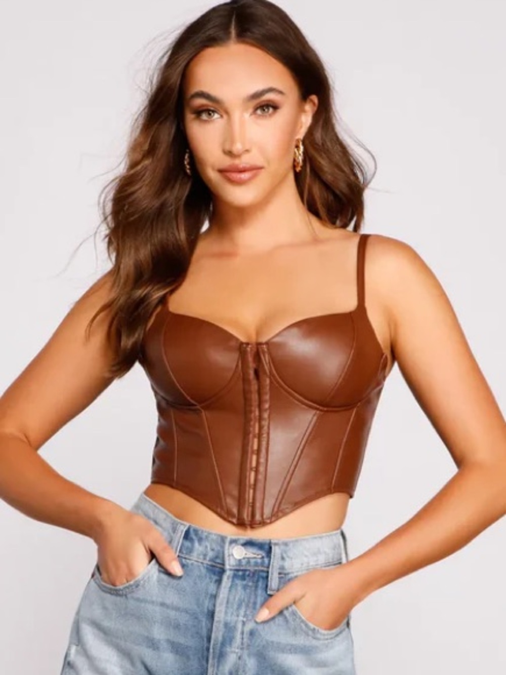 Windsor Brown Leather Bustier Corset Top
 *NWOT*